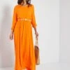 Vestido Largo De Manga Larga - Naranja -TrendyModa Ventas vestido largo de manga larga naranja ajo63 1 frb1