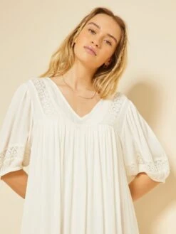 Vestido Largo De Playa De Punto De Crepé Y Bordado - Blanco 10 Vestido Largo De Playa De Punto De Crepé Y Bordado - Blanco -TrendyModa Ventas vestido largo de playa de punto de crepe y bordado blanco zs030 1 frb4