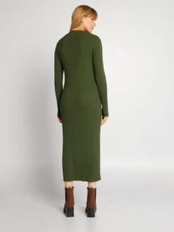 Vestido Largo De Punto De Canalé - VERDE -TrendyModa Ventas vestido largo de punto de canale verde aji86 2 frb3