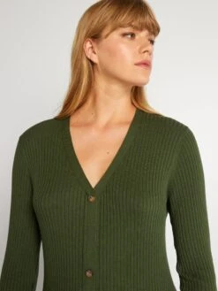 Vestido Largo De Punto De Canalé - VERDE -TrendyModa Ventas vestido largo de punto de canale verde aji86 2 frb4