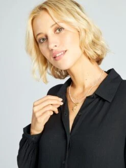 Vestido Largo De Punto De Crepé - Negro -TrendyModa Ventas vestido largo de punto de crepe negro zk384 1 frb4