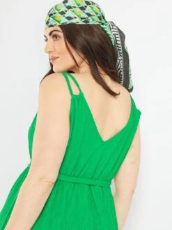 Vestido Largo De Punto De Crepé - Verde Flúor -TrendyModa Ventas vestido largo de punto de crepe verde fluor zs967 3 frb5