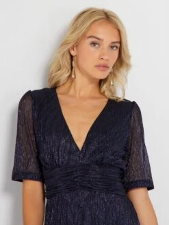 Vestido Largo De Punto Plisado - LUR PÚRPURA -TrendyModa Ventas vestido largo de punto plisado lur purpura aup16 2 frb3