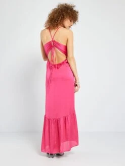 Vestido Largo De Tirantes Finos - Rosa -TrendyModa Ventas vestido largo de tirantes finos rosa ato04 2 frb4