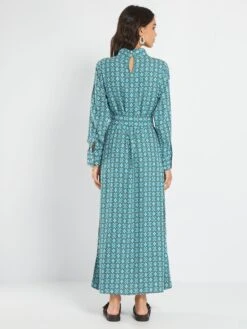 Vestido Largo Estampado - AZUL -TrendyModa Ventas vestido largo estampado azul ajo62 1 frb3