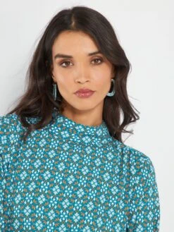 Vestido Largo Estampado - AZUL -TrendyModa Ventas vestido largo estampado azul ajo62 1 frb6