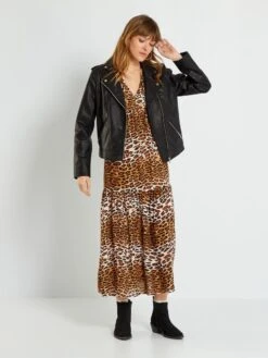 Vestido Largo Estampado - Leopardo -TrendyModa Ventas vestido largo estampado leopardo ame02 6 frb2