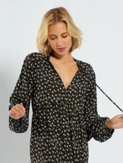 Vestido Largo Estampado - NEGRO 7 Vestido Largo Estampado - NEGRO -TrendyModa Ventas vestido largo estampado negro ame02 4 frb3