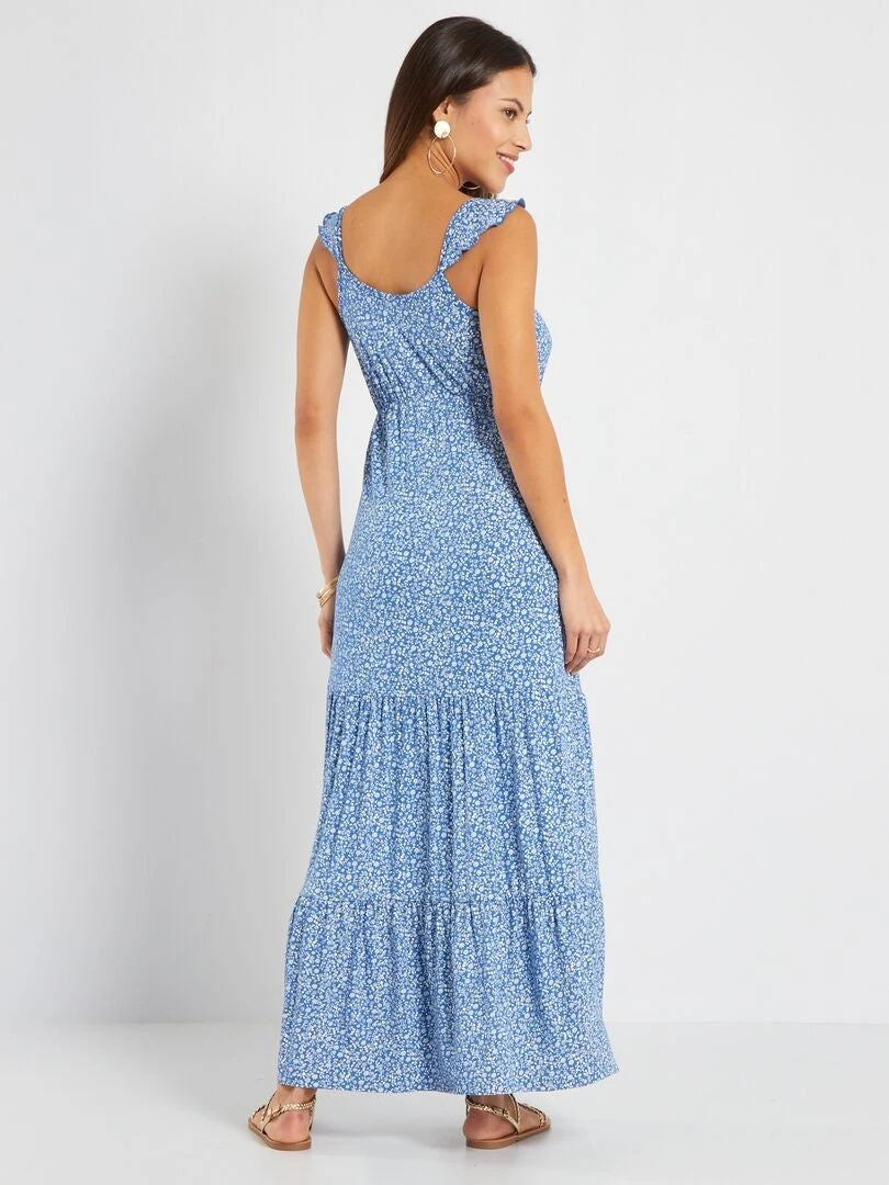 Vestido Largo Estampado Premamá - AZUL 4 Vestido Largo Estampado Premamá - AZUL - Imagen 2