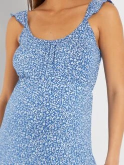 Vestido Largo Estampado Premamá - AZUL 7 Vestido Largo Estampado Premamá - AZUL -TrendyModa Ventas vestido largo estampado premama azul zr593 1 frb3