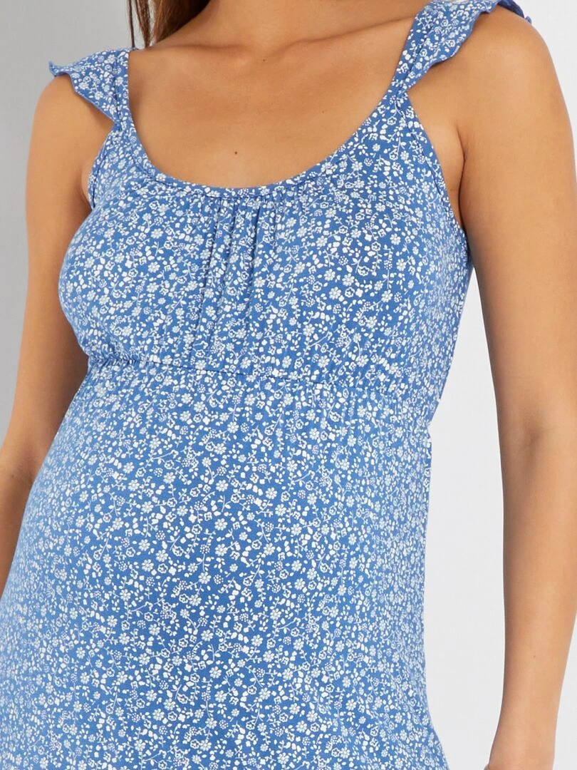 Vestido Largo Estampado Premamá - AZUL 5 Vestido Largo Estampado Premamá - AZUL - Imagen 3