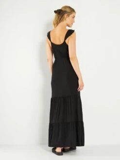 Vestido Largo Estampado Premamá - Negro -TrendyModa Ventas vestido largo estampado premama negro zr593 6 frb3