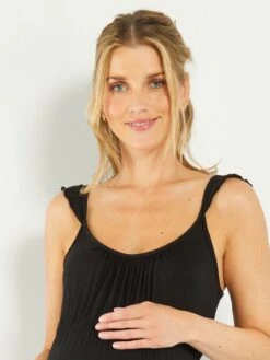 Vestido Largo Estampado Premamá - Negro -TrendyModa Ventas vestido largo estampado premama negro zr593 6 frb4