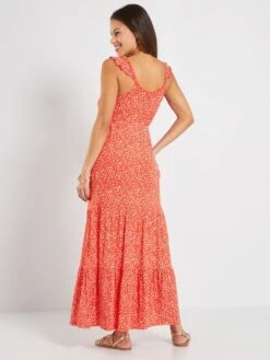 Vestido Largo Estampado Premamá - ROJO -TrendyModa Ventas vestido largo estampado premama rojo zr593 3 frb3