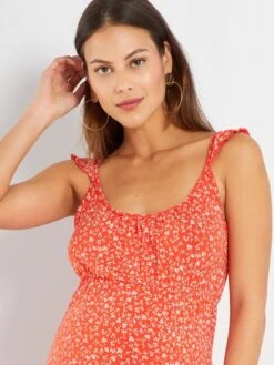 Vestido Largo Estampado Premamá - ROJO -TrendyModa Ventas vestido largo estampado premama rojo zr593 3 frb4