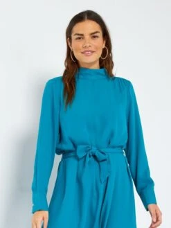 Vestido Largo Liso - AZUL -TrendyModa Ventas vestido largo liso azul ajo62 2 frb5