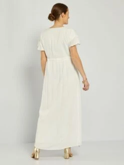 Vestido Largo Premamá - Blanco -TrendyModa Ventas vestido largo premama blanco aal08 1 frb3