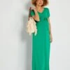 Vestido Largo Premamá Cuello De Pico - Verde -TrendyModa Ventas vestido largo premama cuello de pico verde zn948 2 frb1