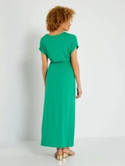Vestido Largo Premamá Cuello De Pico - Verde -TrendyModa Ventas vestido largo premama cuello de pico verde zn948 2 frb2
