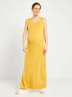 Vestido Largo Premamá De Punto - AMARILLO -TrendyModa Ventas vestido largo premama de punto amarillo ake69 2 frb2