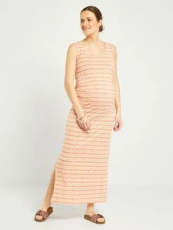 Vestido Largo Premamá De Punto - NARANJA -TrendyModa Ventas vestido largo premama de punto naranja ake69 1 frb3