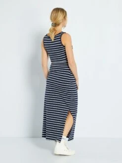 Vestido Largo Premamá 'rayas' - AZUL -TrendyModa Ventas vestido largo premama rayas azul zr548 7 frb2