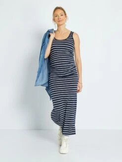 Vestido Largo Premamá 'rayas' - AZUL -TrendyModa Ventas vestido largo premama rayas azul zr548 7 frb4