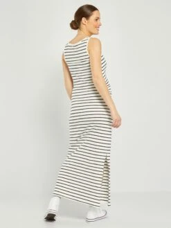 Vestido Largo Premamá 'rayas' - BLANCO -TrendyModa Ventas vestido largo premama rayas blanco zr548 5 frb3