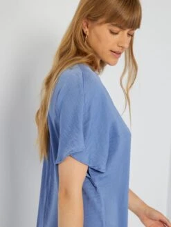 Vestido Largo Satinado - Azul Gris -TrendyModa Ventas vestido largo satinado azul gris aem33 1 frb3