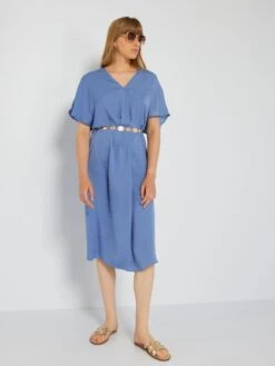 Vestido Largo Satinado - Azul Gris -TrendyModa Ventas vestido largo satinado azul gris aem33 1 frb5