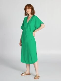 Vestido Largo Satinado - Verde -TrendyModa Ventas vestido largo satinado verde aem33 2 frb2