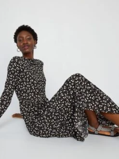 Vestido Largo Vaporoso Con Motivo - NEGRO 9 Vestido Largo Vaporoso Con Motivo - NEGRO -TrendyModa Ventas vestido largo vaporoso con motivo negro yv597 3 frb2