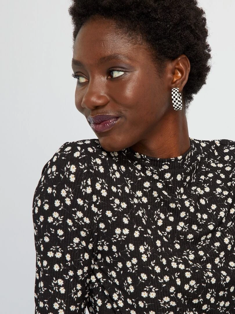 Vestido Largo Vaporoso Con Motivo - NEGRO 6 Vestido Largo Vaporoso Con Motivo - NEGRO - Imagen 4