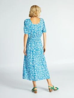 Vestido Midi Con Motivo - AZUL -TrendyModa Ventas vestido midi con motivo azul arr97 1 frb3