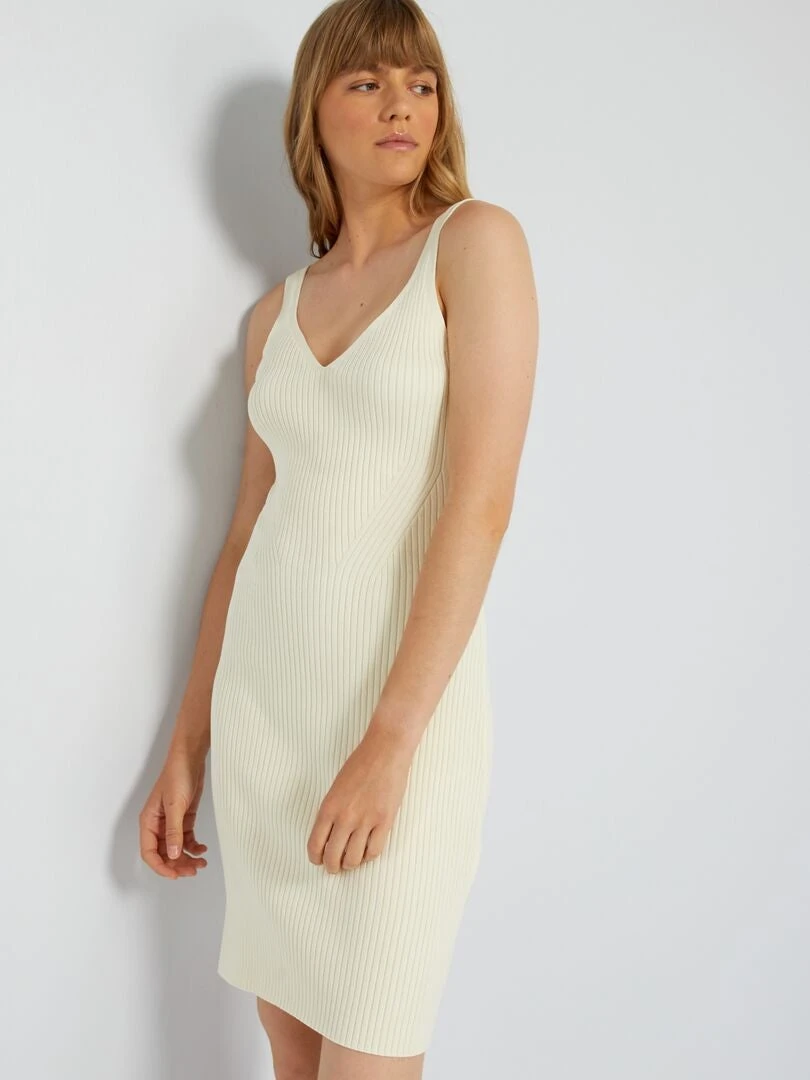 Vestido Midi De Canalé - Blanco 3 Vestido Midi De Canalé - Blanco