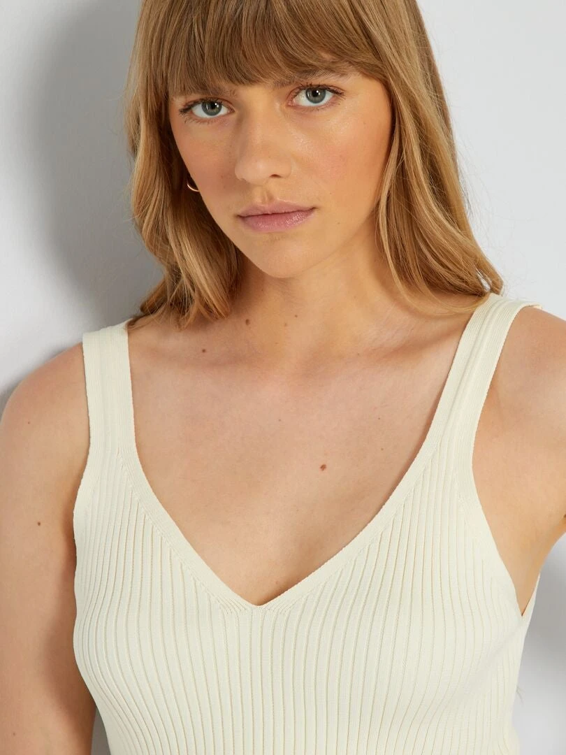 Vestido Midi De Canalé - Blanco 7 Vestido Midi De Canalé - Blanco - Imagen 5