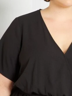 Vestido Midi De Crespón - Negro -TrendyModa Ventas vestido midi de crespon negro zh206 1 frb5