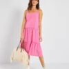 Vestido Midi De Gasa De Algodón 'JDY' - ROSA -TrendyModa Ventas vestido midi de gasa de algodon jdy rosa ail65 5 frb1