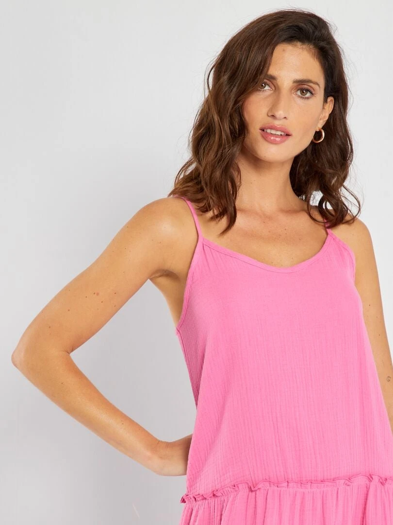 Vestido Midi De Gasa De Algodón 'JDY' - ROSA 4 Vestido Midi De Gasa De Algodón 'JDY' - ROSA - Imagen 2