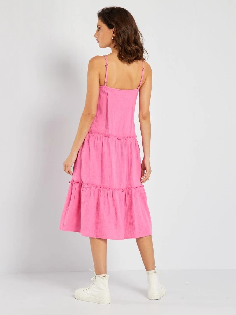 Vestido Midi De Gasa De Algodón 'JDY' - ROSA 5 Vestido Midi De Gasa De Algodón 'JDY' - ROSA - Imagen 3