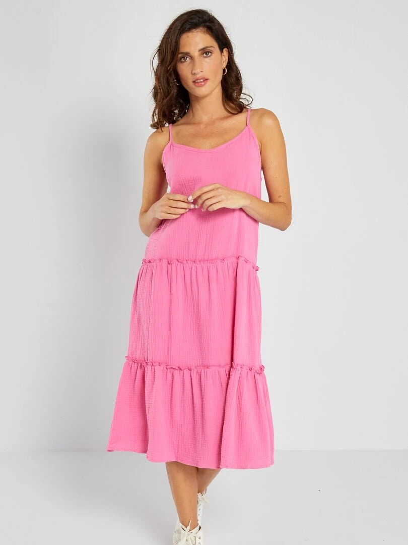 Vestido Midi De Gasa De Algodón 'JDY' - ROSA 6 Vestido Midi De Gasa De Algodón 'JDY' - ROSA - Imagen 4