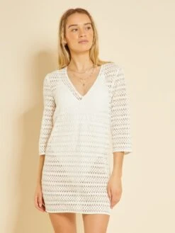 Vestido Midi De Playa De Ganchillo - Blanco 12 Vestido Midi De Playa De Ganchillo - Blanco -TrendyModa Ventas vestido midi de playa de ganchillo blanco zs107 1 frb5