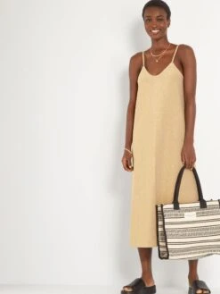 Vestido Midi De Punto Bisou - AMARILLO