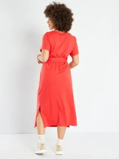 Vestido Midi De Punto Entallado - Rojo -TrendyModa Ventas vestido midi de punto entallado rojo zq762 1 frb3