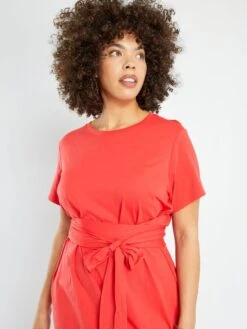 Vestido Midi De Punto Entallado - Rojo -TrendyModa Ventas vestido midi de punto entallado rojo zq762 1 frb4