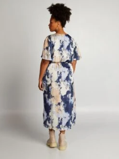 Vestido Midi Tie-dye De Manga Corta - ATAR Y TEÑIR -TrendyModa Ventas vestido midi tie dye de manga corta atar y tenir azz54 1 frb3