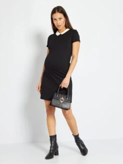 Vestido Premamá Con Cuello Bebé - Negro