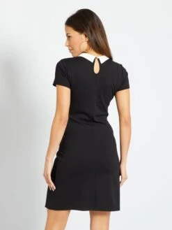 Vestido Premamá Con Cuello Bebé - Negro -TrendyModa Ventas vestido premama con cuello bebe negro zm049 1 frb4