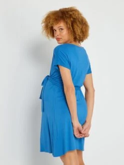 Vestido Premamá Con Cuello De Pico - AZUL -TrendyModa Ventas vestido premama con cuello de pico azul zq432 7 frb3