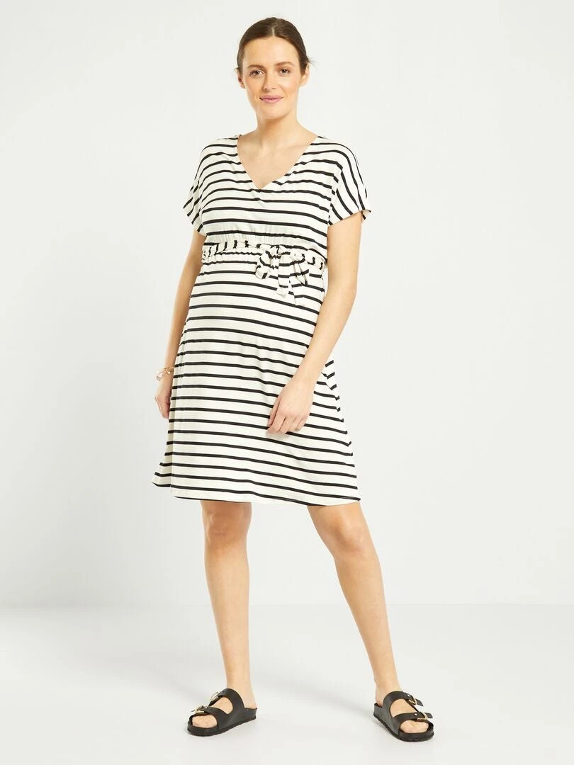 Vestido Premamá Con Cuello De Pico - BLANCO 3 Vestido Premamá Con Cuello De Pico - BLANCO